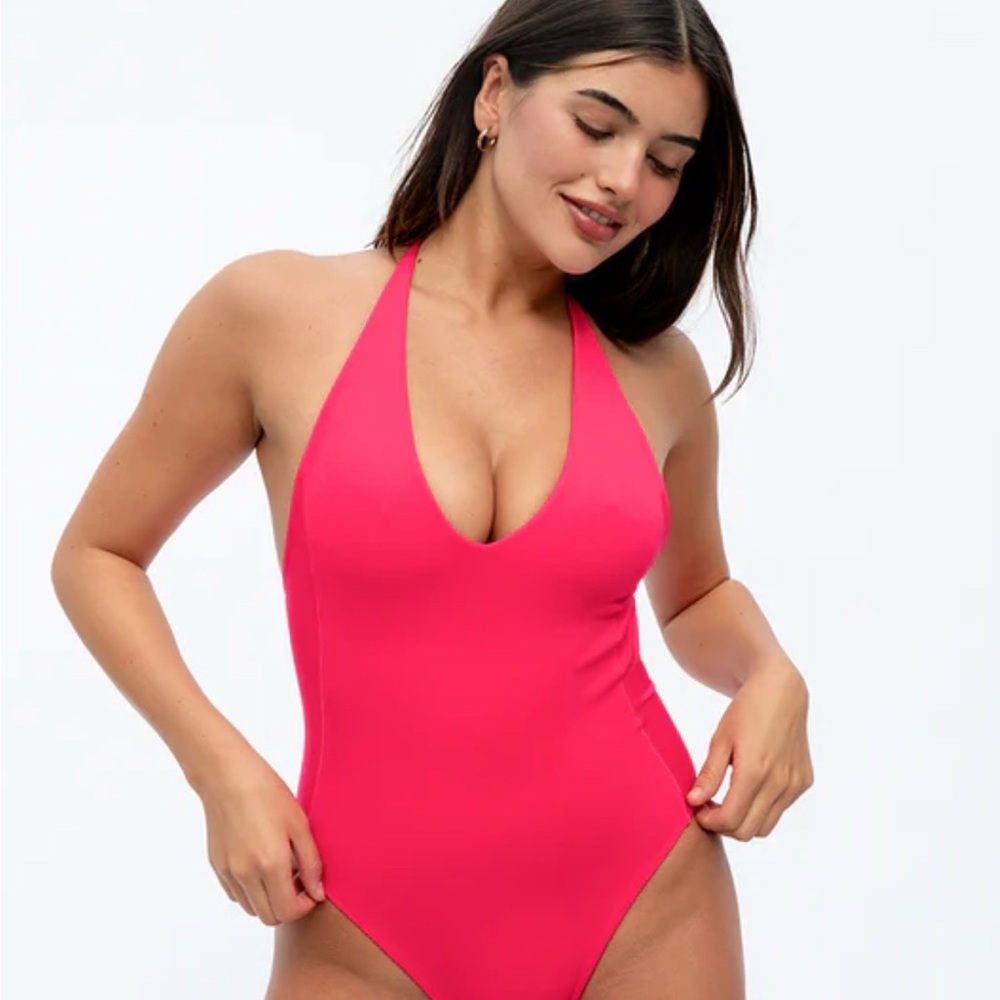Left on Friday Weekender one-piece swimsuit in La La Pink M Tall, NWT